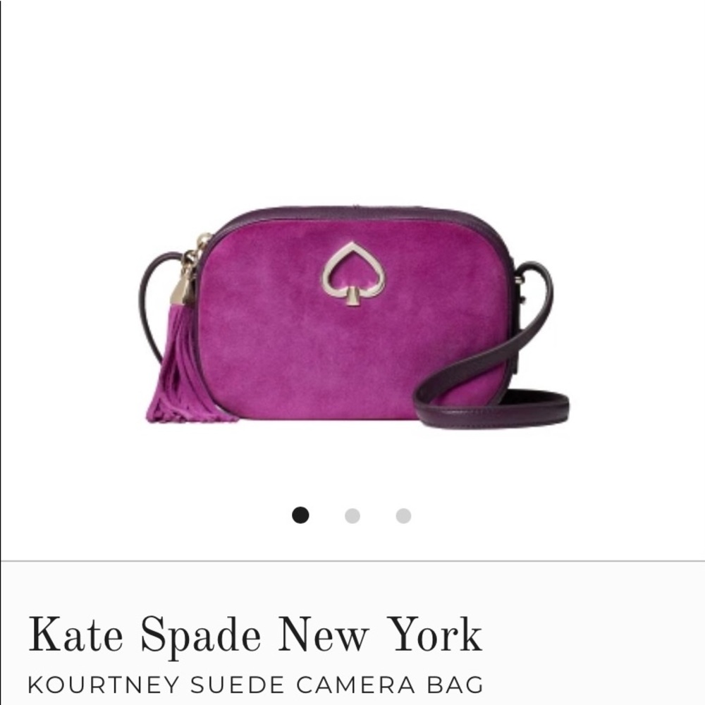 Kate Spade Kourtney purple suede camera bag